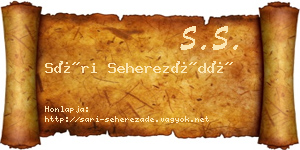 Sári Seherezádé névjegykártya